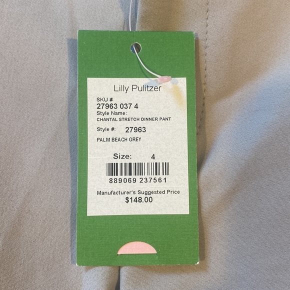 NWT Lilly Pulitzer Chantal Stretch Dinner Pant in Palm Beach Grey. Size 4 - Picture 3 of 8